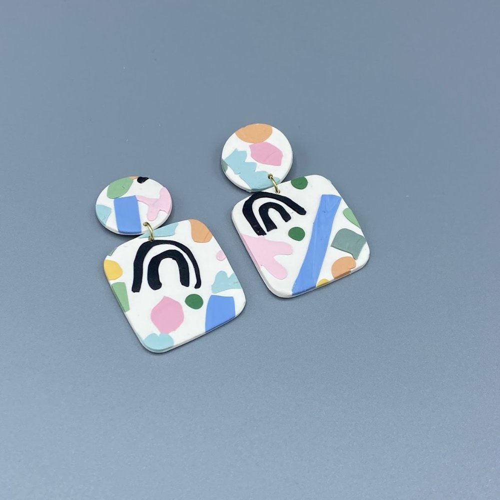 80s Mod Pastel Lightweight Statement Earrings